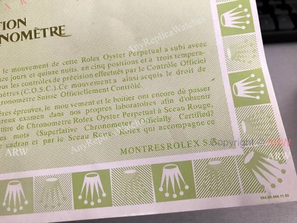 Rolex certificate paper white - Unfilled - Copy Rolex Document