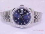 Rolex Datejust Silver Steel Blue Face Diamond Hour Markers Replica Mens Rolex Watch
